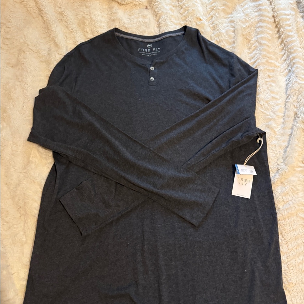 Free Fly Apparel Dark Gray Long Sleeve Henley